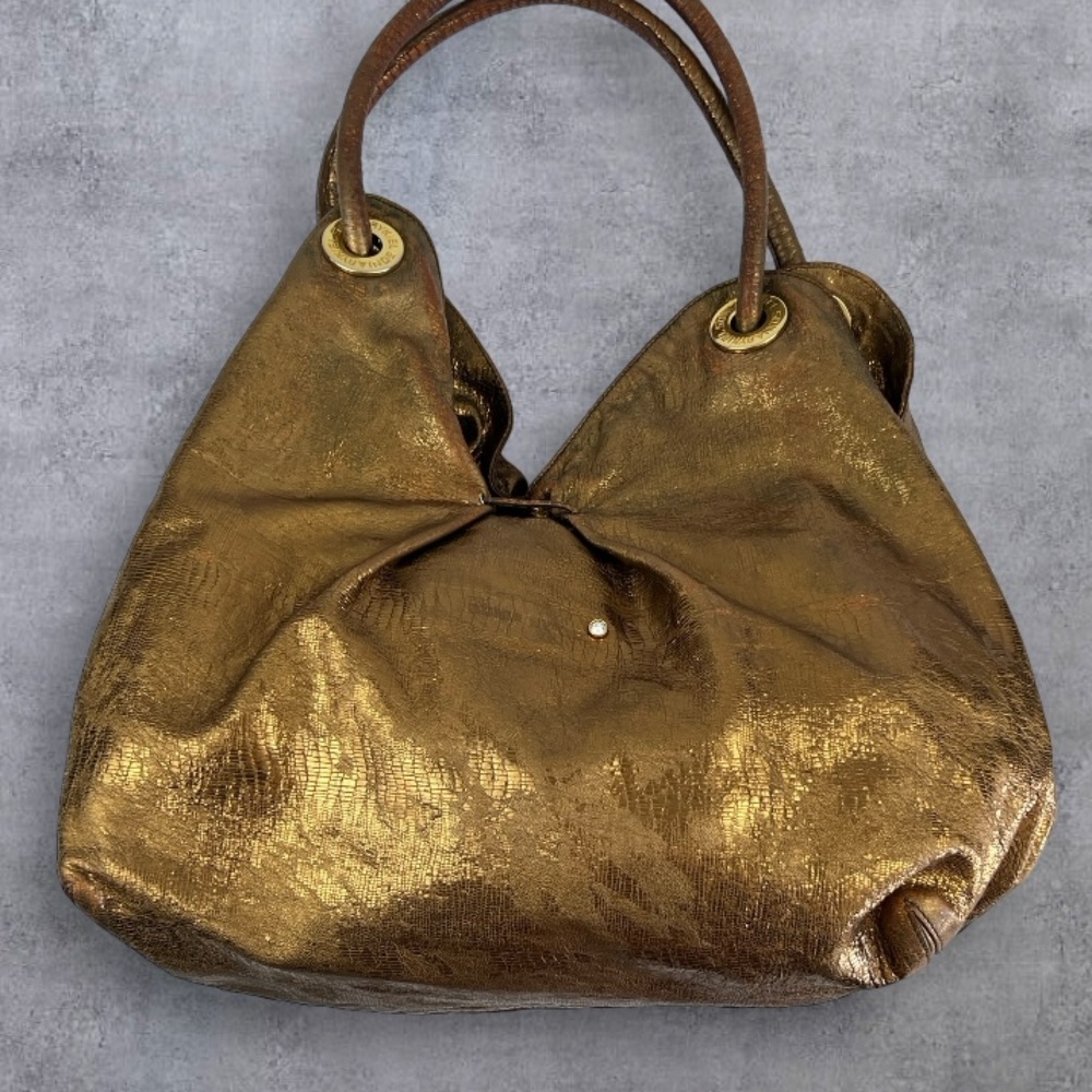 Sonia Rykiel Metallic Gold Leather Shoulder Bag